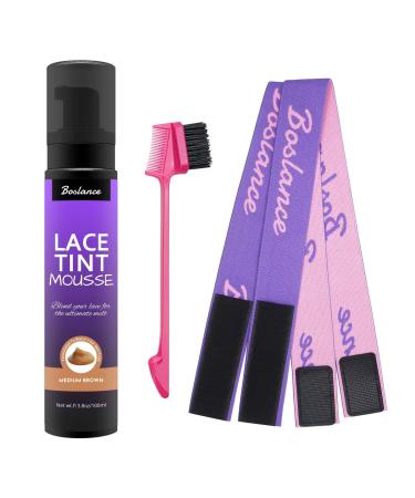 Wig Tint Kit: Lace Tint Mousse Spray and Foam for Natural Hair Color - Wig Installation Tool Set Medium Brown