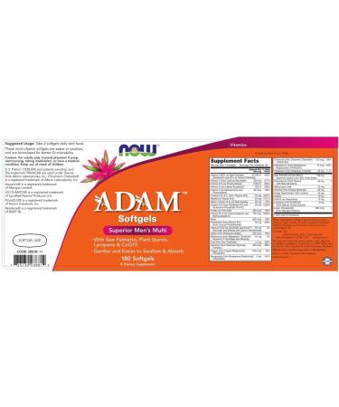 NOW Foods ADAM Men's Multiple Vitamin 180 Softgel (2 Pack) - Essential Daily Nutrition for Men - Buy Online on GoSupps.com