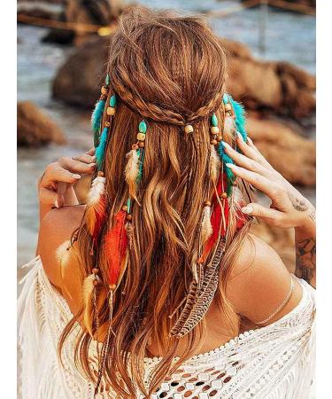 GORTIN Boho Feather Headband - Hippie Gypsy Indian Hair Accessory - Buy Online on GoSupps.com
