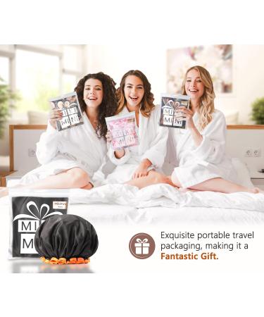 Mikimini Black Shower Hoods 2-Pack | Double-Layer Waterproof Bathing Hair Cap | Soft & Comfortable PEVA | Cute Stretchy Medium Size Black & Orange - Buy Online on GoSupps.com
