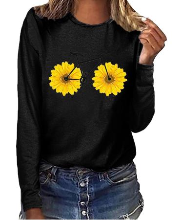tsaChick Women's Oversized Sunflower Sweatshirt - Clearance Sale | S-XXL | Black | Crew Neck Knit | Autumn Winter Fashion - Buy Online on GoSupps.com