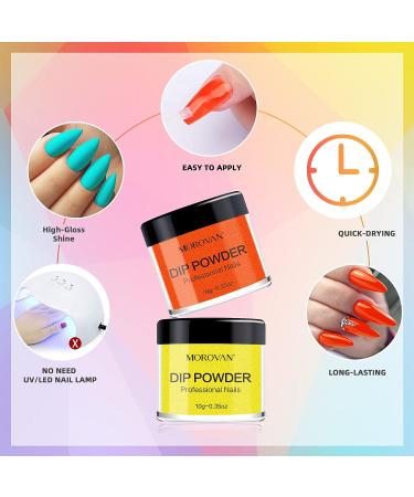 Morovan 17 Pcs Dip Powder Nail Kit Starter - Professional 8 Colors Dipping Powder Set for Beginners - Quick Dry, No Lamp Needed - Pink, Green, Blue and More - Buy Online on GoSupps.com