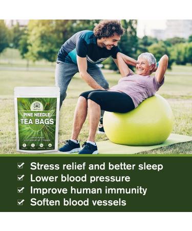 Organic Dried Pine Needle Tea Bags - 30 Natural Caffeine-Free Triangle Teabags for Immunity Support - Buy Online on GoSupps.com