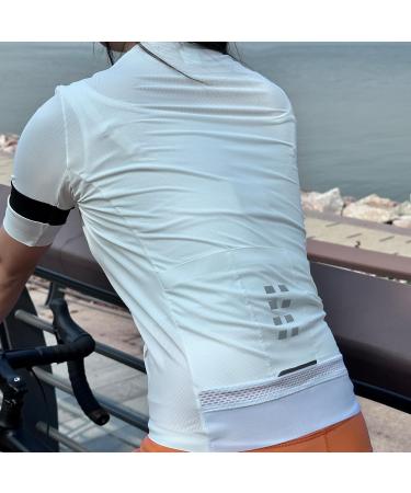 WOSAWE Women's Short Sleeve Cycling Jersey - Breathable Quick-Drying Summer Bike Top in White - Buy Online on GoSupps.com