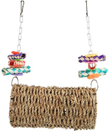 Durable Bird Grass Woven Swing with Hooks - Fun Chew Toys for Parrots Budgies Lovebirds & Finches - Ideal Bird Cage Accessory - Buy Online on GoSupps.com
