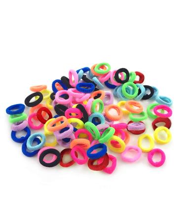 XCOZU Baby Hair Bobbles 100 Pieces Multicoloured Mini Soft Elastic Girls Hair Bands Strong Hairbands Ties Hair Accessories for Baby Girls Kids Toddlers