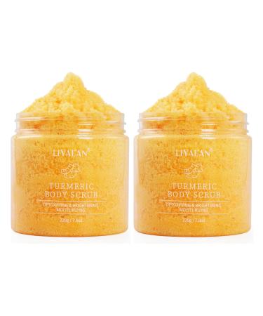 Liyalan Turmeric Body Scrub(7.8oz / 2pack) Moisturizing and Exfoliating Body Face Hand Foot Scrub Nourishes Skin Deep Cleansing