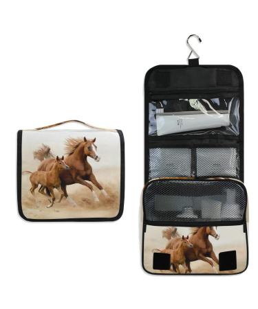 Running Horses Foldable Makeup & Toiletry Bag - Stylish Cosmetic Bag for Women & Girls - Buy Online on GoSupps.com