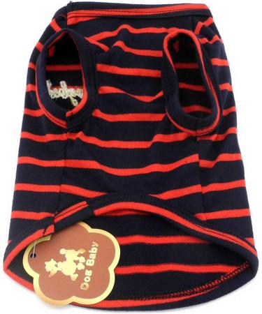 Paideful Summer Striped T-Shirt Vest for Small Dogs and Cats - Red | Breathable Cotton Tee for Chihuahua, Yorkshire | Boy Girl Puppy Clothes - Buy Online on GoSupps.com