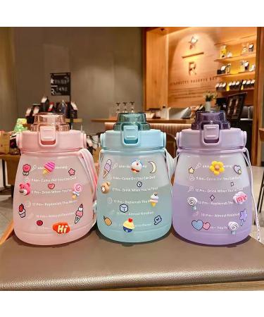 BOQQ Glitz Big Belly Bottle 1.4l | Purple Water Bottle with Times, Straw, Shoulder Strap & 3D Stickers - Buy Online on GoSupps.com