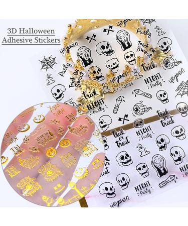 9 Sheets Halloween Nail Art Nail Stickers Skull Spider Ghost Eyes Halloween 3d Black Adhesive Nail Stickers Nail Halloween Spider Web Halloween Nail Decals Blood Foil Embellishments Ins Popular - Buy Online on GoSupps.com