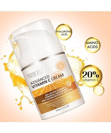Vitamin C Cream 20% Vitamin C Age Aging Cream for Face and Skin Moisrturiser Day Cream Fits for Women for Smoothing Fine Lines & Wrinkles - 50ml - Buy Online on GoSupps.com