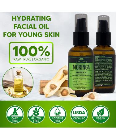 Orbifood Organic Moringa Oil 60ml - USDA Certified, Made in USA - Cold Pressed Virgin Oil for Skin, Hair & Nails - Hydrating & Antioxidant-Rich - Buy Online on GoSupps.com