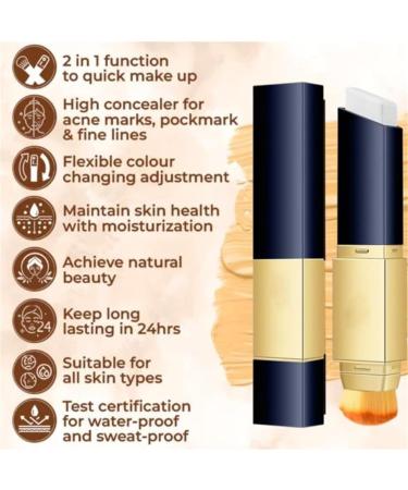 3D Concealer Stick Dual Action Full Coverage Foundation Stick 2-in-1 Colour Changing Full Coverage Foundation Stick Colour Changing Concealer with Brush (Natural Color) - Buy Online on GoSupps.com