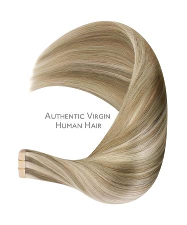 Real Hair Tape Extensions - Ash Brown Highlights & Gold Blonde 10pcs 30cm 20g Invisible Remy Hair - Buy Online on GoSupps.com