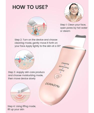 Skin Scrubber Blackhead Remover & Pore Cleaner | 3 Modes | USB Rechargeable - Pink - Buy Online on GoSupps.com