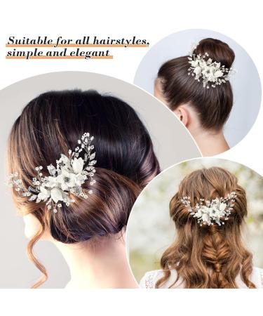 Serveyou Bridal Hair Accessories Wedding Hair Pieces for Brides Wedding Crytsal Flower Hair Comb Hair Jewels Fits for Wedding Bridal Shower Baby Shower Engagements Parties Proms - Buy Online on GoSupps.com
