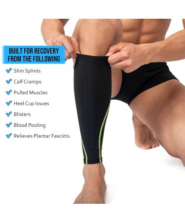 360 RELIEF Compression Calf Sleeves for Men and Women - Shin Splints, Muscle Cramps, Circulation, Running, Hiking, Marathon - Black XL | Includes Mesh Laundry Bag - Buy Online on GoSupps.com