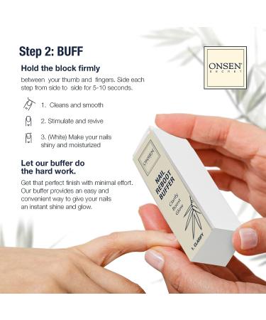 Onsen Secret Japanese Nail File Buffer and Shine Kit - Professional 3-Way Nail Buffer Block with Nail Strengthening Reboot Oil - Nail Reboot Kit - Buy Online on GoSupps.com