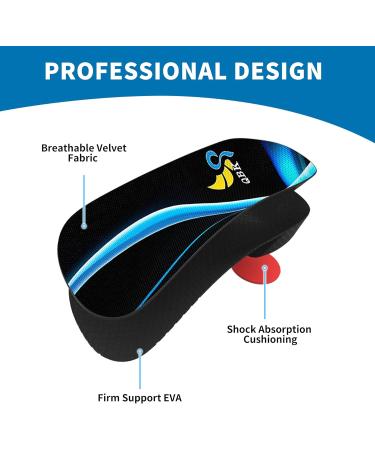 Orthopedic Insoles for Plantar Fasciitis & Flat Feet | QBK 3/4 High Arch Support for Men & Women | Pain Relief for Heel Spur & Achilles Tendon - Buy Online on GoSupps.com