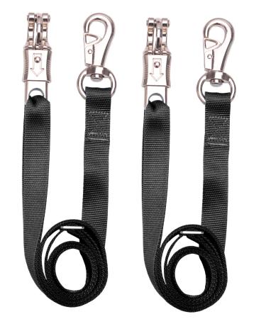 Loaged Adjustable Nylon Cross Tie (2 Pack)- with Panic Snap and Bull Snap - Adjusts from 44.5" to 78.3" Black