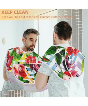Geometric Rose Beard Bib Apron | Non-Stick Waterproof Beard Hair Catcher for Men | Grooming Cape with Suction Cups | Perfect Gifts for Men - Buy Online on GoSupps.com