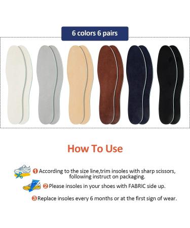 Breathable Double-Layer Latex Foam Insoles - 6 Pairs for Men 7-11, Women 2-8 (Simple Colors) - Buy Online on GoSupps.com