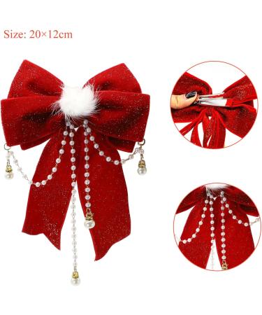 Bow Hair Clip Large Red Hair Bows Hair Barrette Clips for Women Glitter Pearl Bowknot Hairpin Vintage Velvet Barrettes Hair Styling Accessories for Women Girls Birthday Christmas Party Gifts Y7MQZZFJ - Buy Online on GoSupps.com