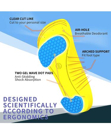 DynWalker Gel Heel Cushion Pads - Memory Foam Arch Support Insoles for Active Sport Shoes - Shock Absorption & Plantar Fasciitis Relief - Men Shoe Inserts (Size L, 1 Pair) - Buy Online on GoSupps.com
