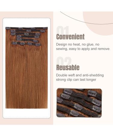 Fshine 22 Inch Auburn Clip-In Extensions | Real Hair Seamless 7 Pcs 120g - PU Shot #350 - Buy Online on GoSupps.com