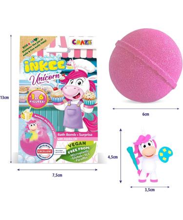 Inkee Unicorn Professions Bath Bomb for Kids | Surprise 1 of 6 Collectible Unicorns | 100g Banana Milk Aroma & Jojoba Oil | Perfect for Bath Time Fun - Buy Online on GoSupps.com
