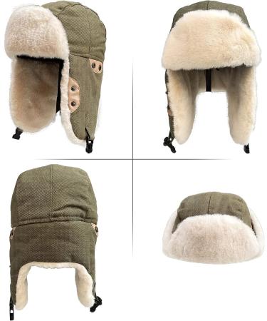 Peicees Trapper Aviator Hat and Goggles Set - Camel Hat with Fur Ear Flap and Cooper Frame/Clear Lens - Buy Online on GoSupps.com