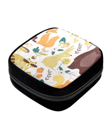 GIAPB Period Bag Sanitary Napkin Storage Bag Pad Holder for Period Makeup Pouch Autumn Leaf Fox Bear Pattern Color1300