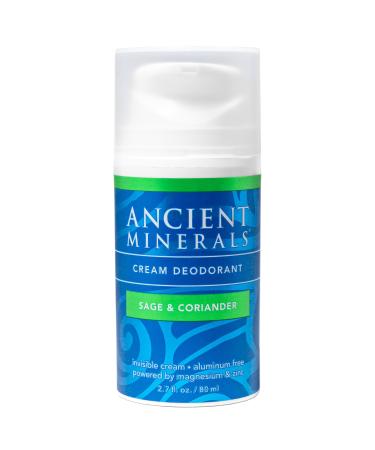 Ancient Minerals Cream Deodorant SAGE AND CORIANDER - Natural non-toxic aluminum-free (2.7 fl oz)