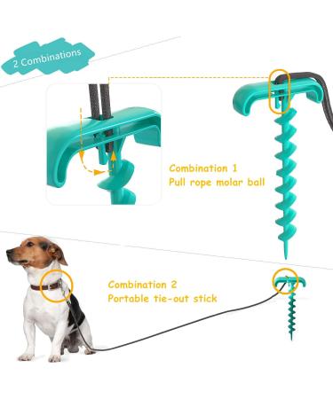 Dog Tie Out Cable & Stake Set with Spiral Ground Anchor & Chew Toy - Perfect for Camping & Backyard - Buy Online on GoSupps.com
