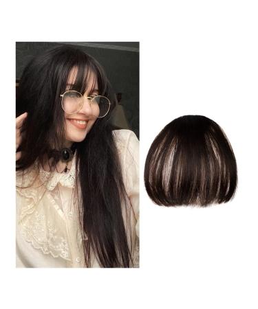 Bangs Clip in Bangs Fake Invisible Synthetic Bangs Front Fringes One Piece Straight Clip in Hair pieces Hair Extensions 3D-neat Flat Air Bangs Fake Hair Accessories for Women Curved Bangs for Daily 2 pcs K20 4#