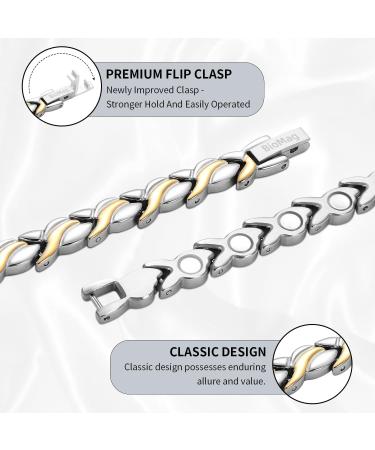 BioMag Titanium Steel Magnetic Bracelet for Women - Adjustable Wristband with Gift Box & Removal Tool - Silver Little Fish Design - Buy Online on GoSupps.com
