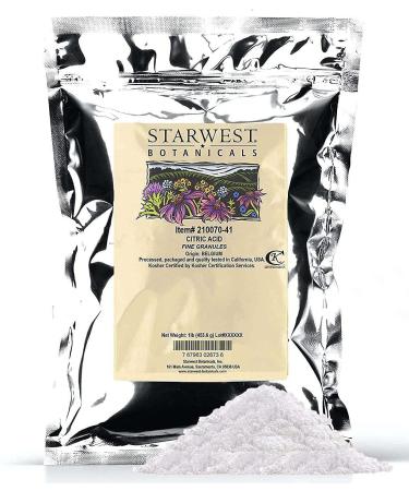 Starwest Botanicals Citric Acid Fine Granules, 1 lb - 100% Pure Food Grade, For Bath Bombs, Household Cleaners, Flavoring, & Food Additive