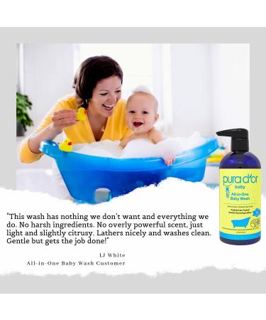 PURA D'OR USDA Biobased All-in-One Baby Wash (16oz) - Tear-Less, Hypoallergenic, Gentle, Calming 2-in-1 Bath Wash & Shampoo - Buy Online on GoSupps.com