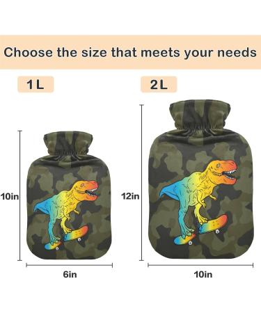 Naanle Colorful Dinosaur Hot Water Bottle - 2L | Transparent Cover | Bed Hand & Feet Warmer | Pain Relief & Heat Therapy - Buy Online on GoSupps.com
