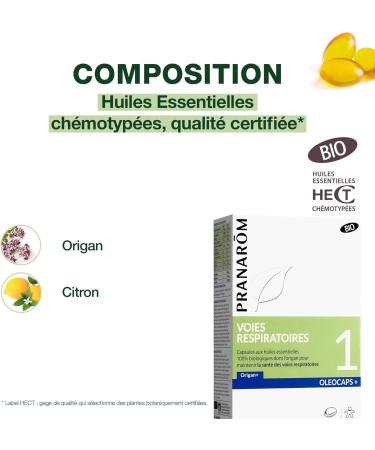 PRANAR M - Ol ocaps 1 - Voies Respiratoires - Aux Huiles Essentielles Cibl es - Origan Vulgaire Et Citron - 100% Naturelle Et Bio - HECT - 30 Capsules Pr dos es - Buy Online on GoSupps.com