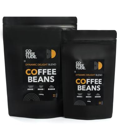 Coffeetude Dynamic Delight Blend (1kg 2.2lb) Exclusive Arabica and Robusta Coffee Blend Whole Coffee Beans Medium roasted Ideal for the preparation of Espresso Cappuccino Macchiato Latte Chocolate 1 g (Pack of 1) - Buy Online on GoSupps.com