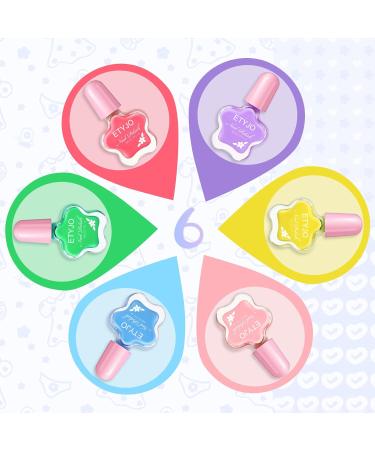 ETYJO Kids Nail Polish Set - 6 Rainbow Peel-Off Non-Toxic Varnish | Water-Based, Quick Dry | Children's Nail Varnish Gift Kit for Girls & Toddlers - Buy Online on GoSupps.com