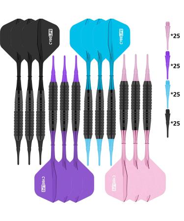 CyeeLife Soft tip Darts Set 16g with Integrated Flights&100 Plastic Points,Flights Don't Fall Off&Not Easy to Break&Easy to Use&Colorful&Durable