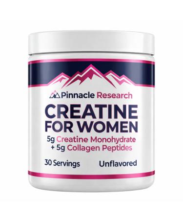 Pinnacle Research Creatine for Women + Collagen 5g Each - Unflavored Powder