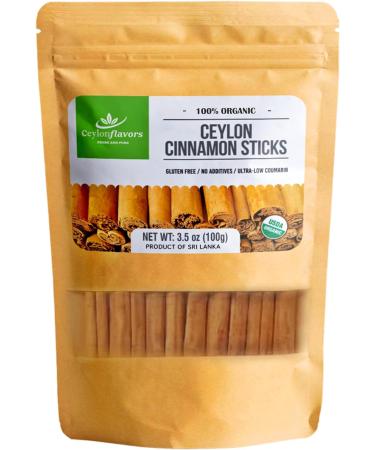 Ceylon Cinnamon Sticks - 100g (3.5oz) - C5 Premium Special Grade - True Ceylon Cinnamon - Buy Online on GoSupps.com
