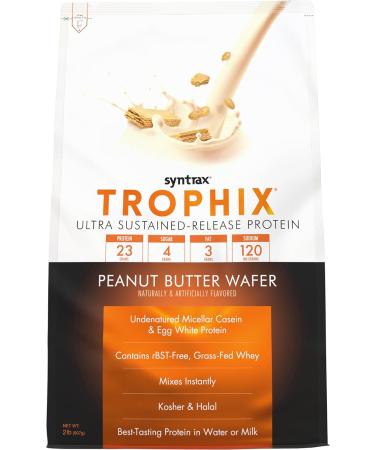 Syntrax Nutrition Trophix Protein Powder - Ultra Sustained-Release Blend with Real Peanut Butter Wafer Pieces - 2 lbs Optimal for Muscle Recovery & Growth - Buy Online on GoSupps.com
