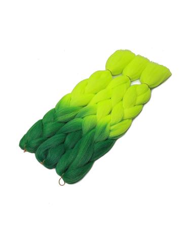 Ombre Jumbo Braiding Hair Extensions - Dark Green to Yellow-Green 24 Inch (300g | 3pcs) - Synthetic Braid Hair for International Shipping - Buy Online on GoSupps.com