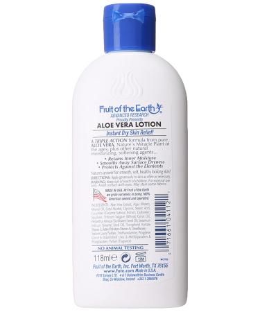 Fruit of the Earth Aloe Vera Skin Care Lotion 4 fl oz - Soothing Natural Moisturizer - Buy Online on GoSupps.com
