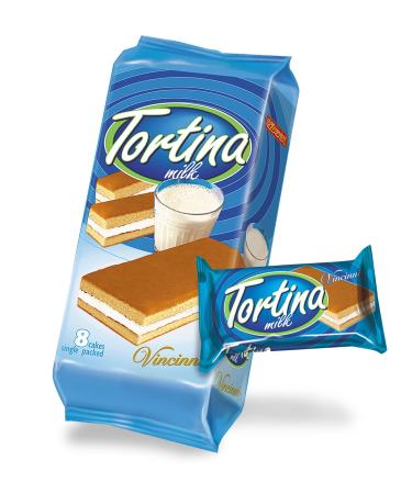 12x8 Tortina Cake Slices Milk 200g - 8 cakes individually wrapped